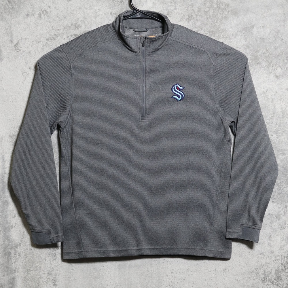 Levelwear Seattle Kraken Pullover Mens Medium Gray 1/4 Zip NHL Sweater Casual